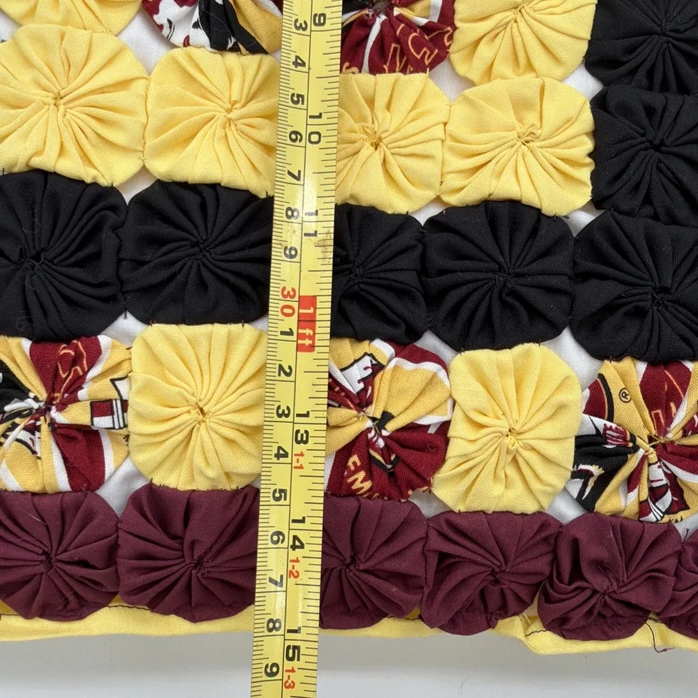 YoYo Quilt Pillow Handmade Cottage FSU SEMINOLES Granny Core Sports Pillow 15x15